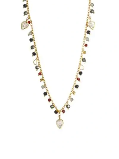 Shop Shana Gulati Women's Cabrini Sliced Raw Diamond & Gemstone Necklace In Gold