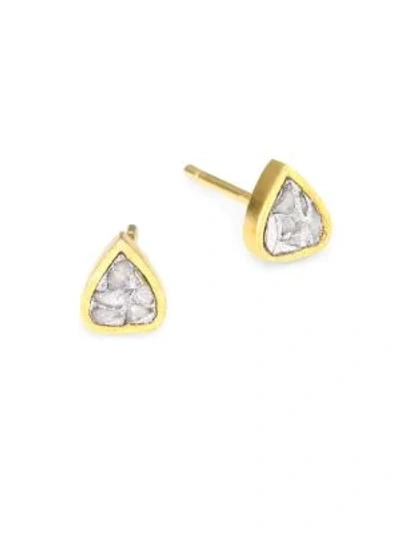 Shop Shana Gulati Barrow Raw Diamond & Goldplated Stud Earrings