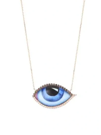 Shop Lito 14k Rose Gold & Diamonds Eye Necklace