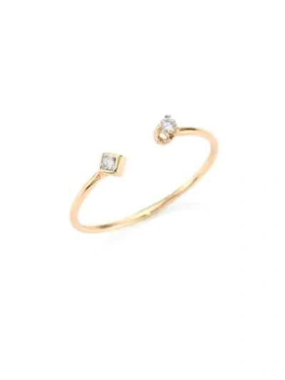 Shop Zoë Chicco Diamond & 14k Yellow Gold Open Ring