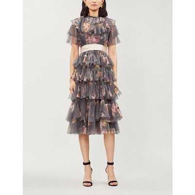 Needle Thread Venetian Rose Tulle Dress In Graphite ModeSens