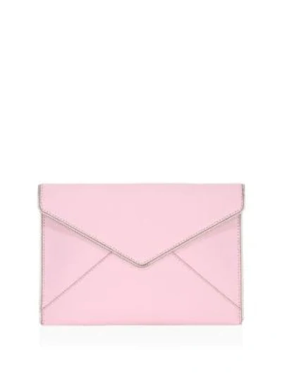 Shop Rebecca Minkoff Leo Leather Envelope Clutch In Light Orchid