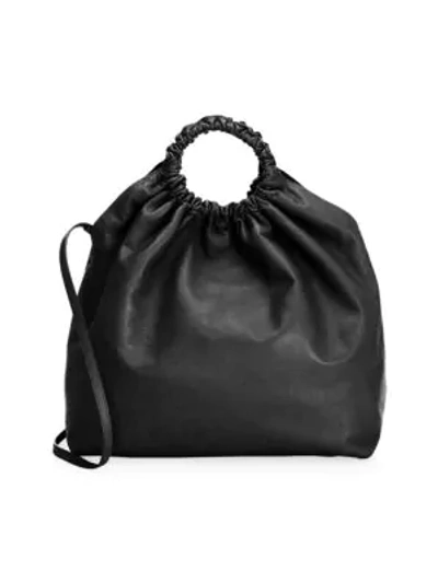 Shop The Row Xl Double Circle Leather Hobo Bag In Black