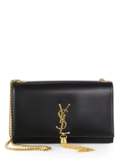 Shop Saint Laurent Medium Kate Monogram Tassel Leather Shoulder Bag In Nero