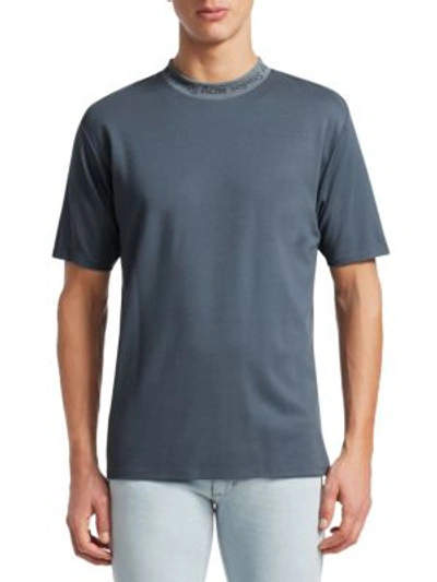 Shop Acne Studios Navid Logo-neck T-shirt In Mineral Blue