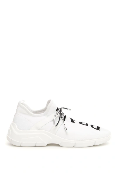 Shop Prada Knit Sneakers In Bianco Nero|bianco