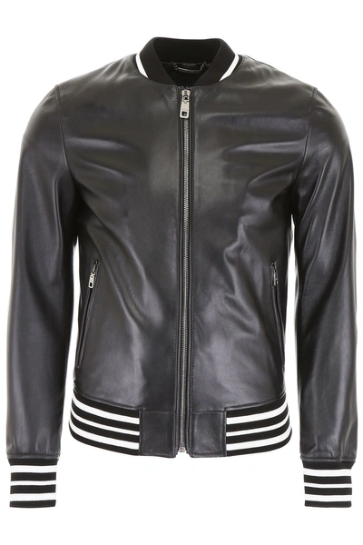 Shop Dolce & Gabbana Leather Jacket In Nero (black)