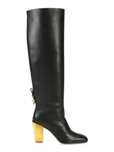 Shop Ferragamo Blavy Leather Boots In Black