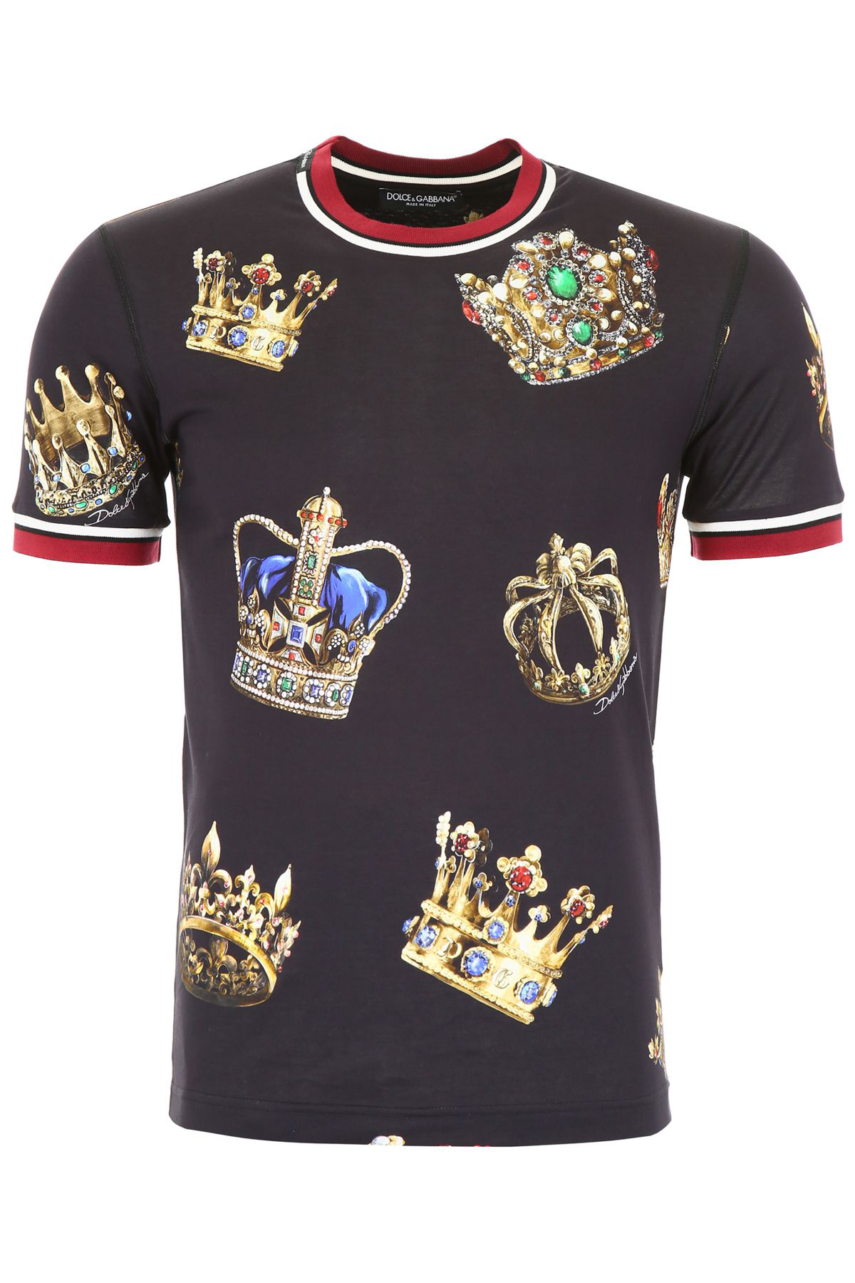 Dolce & Gabbana T-shirt With Crown Print In Corone Fdo Nero | ModeSens