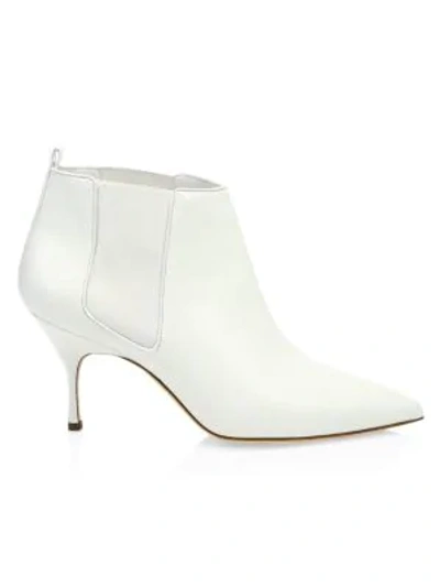 Shop Manolo Blahnik Dildi Leather Booties In White