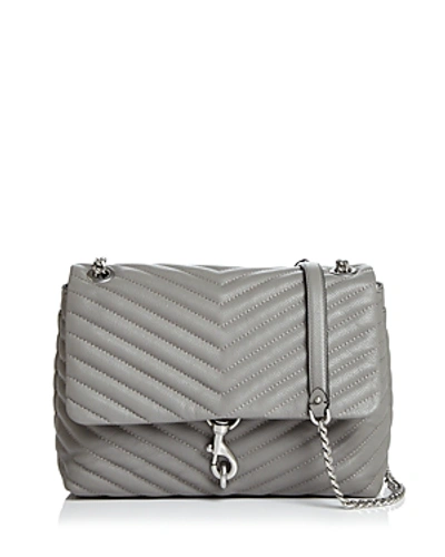 Shop Rebecca Minkoff Edie Medium Convertible Leather Shoulder Bag In Gray/silver
