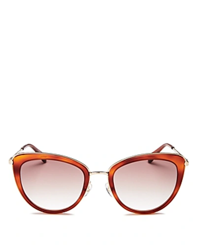 Shop Longchamp Women's Combo Cat Eye Sunglasses, 54mm In Blonde Havana/light Brown