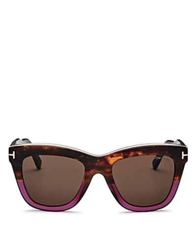 Shop Tom Ford Women's Julie Square Sunglasses, 52mm In Havana/brown