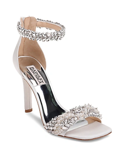 Shop Badgley Mischka Women's Fiorenza Faux Pearl & Crystal Embellished High-heel Sandals In White