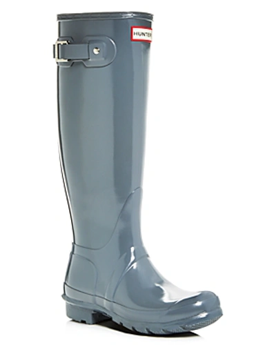 Shop Hunter Women's Original Tall Gloss Rain Boots In Gray