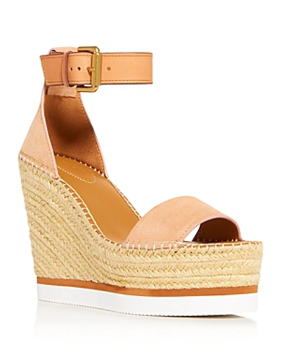 Shop See By Chloé See By Chloe Women's Glyn Platform Wedge Espadrille Sandals In Open Pink