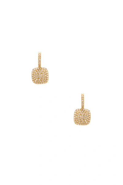 Shop Joolz By Martha Calvo Pave Square Huggie Earrings In Metallic Gold.