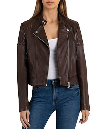Shop Bagatelle.nyc Bagatelle. Nyc Quilted Leather Moto Jacket In Chestnut