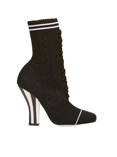 Shop Fendi Heeled Sock Boots In Black