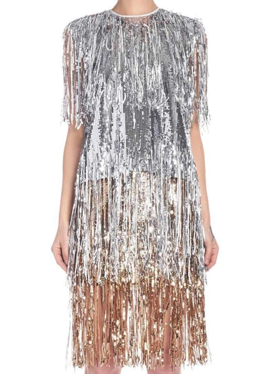 Shop Msgm Fringed Sequin Sleeveless Top In Silver