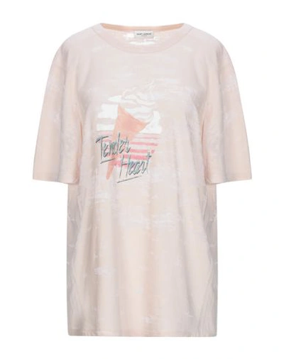 Shop Saint Laurent T-shirts In Light Pink