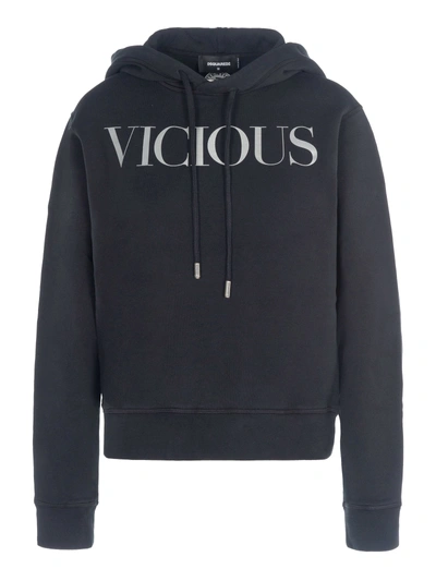 Shop Dsquared2 D Squared Dsquared Vicious Printed Hoodie In Black