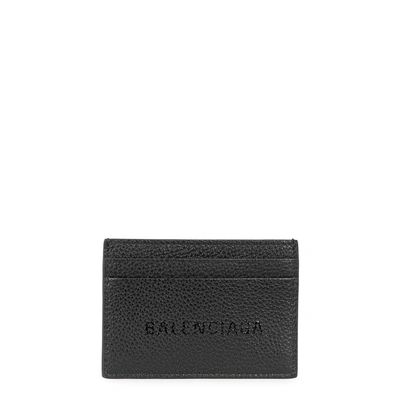Shop Balenciaga Black Logo Leather Card Holder