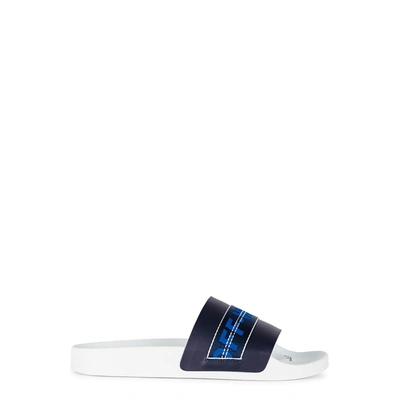 Shop Off-white Industrial Logo-embroidered Sliders In Blue