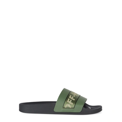 Shop Off-white Industrial Logo-embroidered Sliders In Green
