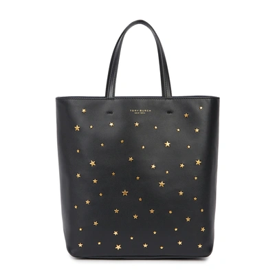 Shop Tory Burch Star Stud Small Leather Tote In Black