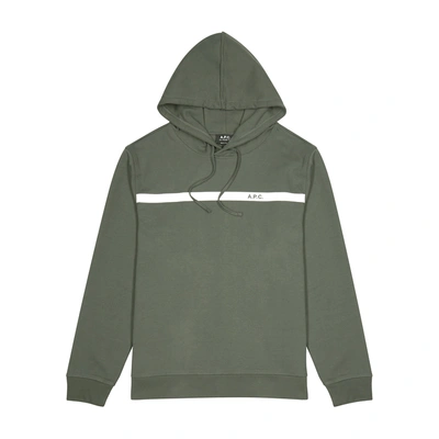 Shop A.p.c. Caserne Hooded Cotton Sweatshirt In Olive