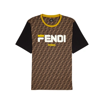 Shop Fendi Monogrammed Logo-appliquéd Cotton T-shirt