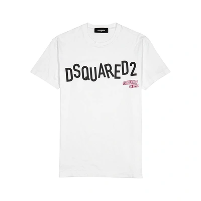 Shop Dsquared2 White Logo-print Cotton T-shirt