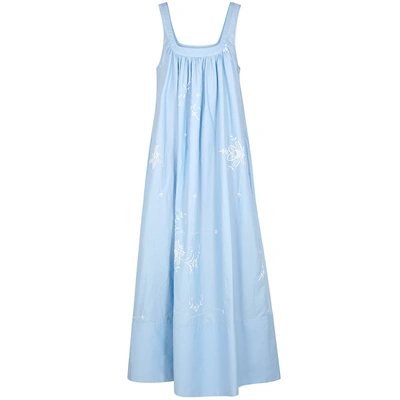 Shop Stella Mccartney Light Blue Cotton Maxi Dress