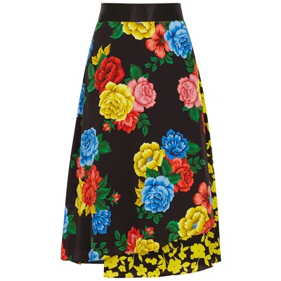 Shop Alice And Olivia Nanette Floral-print Silk Midi Skirt