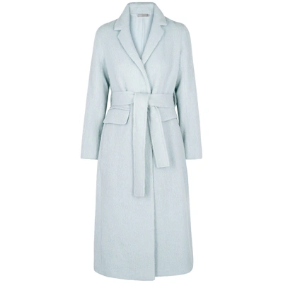 Shop Vince Light Blue Textured Wool-blend Coat