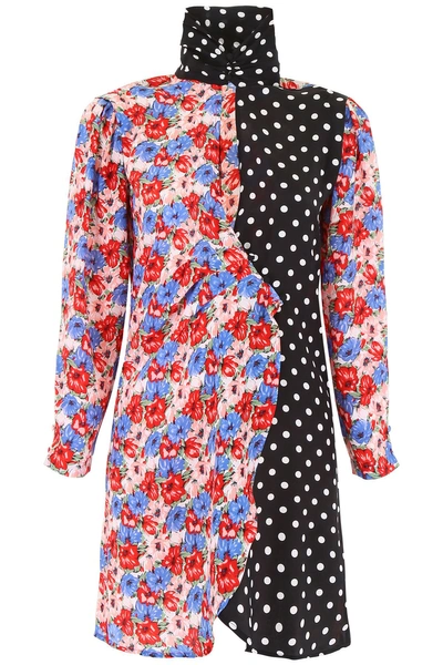 Shop Rixo London Rixo Cherie Dress With Double Print In Micro Diana Floral Redblue (pink)