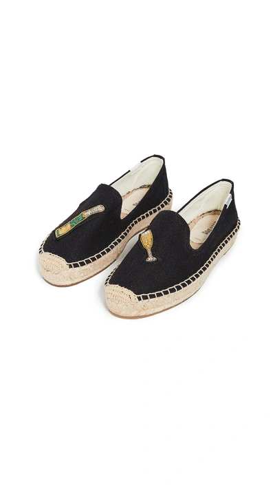 Shop Soludos Cheers Smoking Slippers In Black