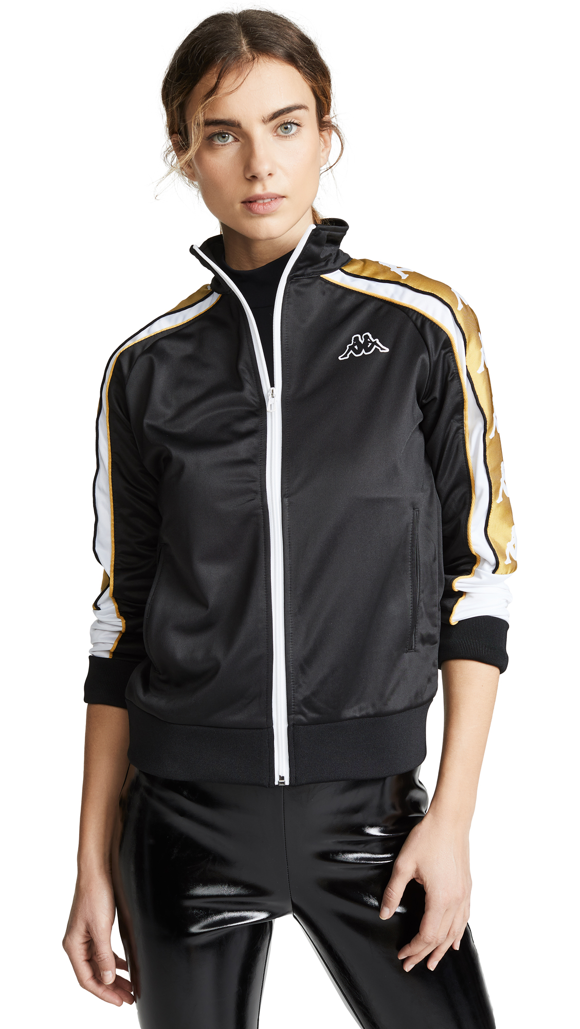 kappa track jacket black and gold