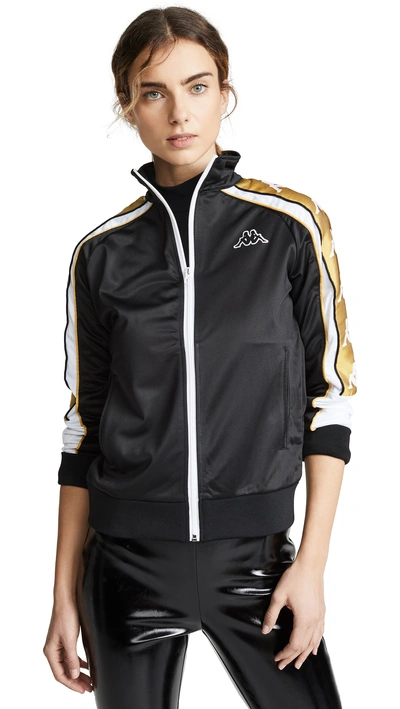 Kappa Banda Track Jacket In Black/white/yellow Gold | ModeSens