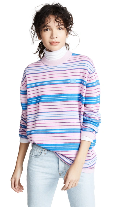 Shop Acne Studios Nimah Stripe Sweater In Blush Pink/pink/aqua