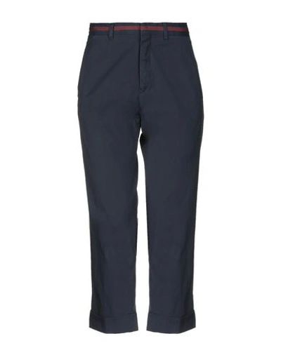 Shop Miu Miu Cropped Pants & Culottes In Dark Blue