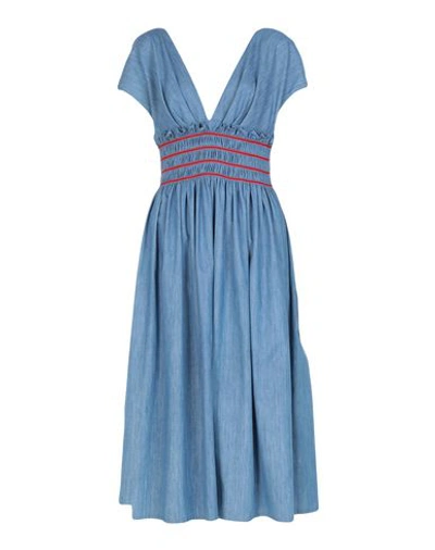 Shop Miu Miu Knee-length Dresses In Blue