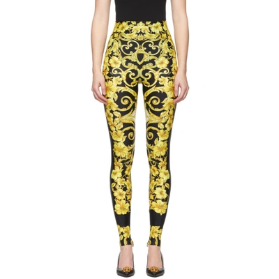 Shop Versace Black Medusa Barroco Leggings In A7001 Black