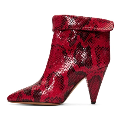 Shop Isabel Marant Red Snake Lisbo Boots In 70rd Red