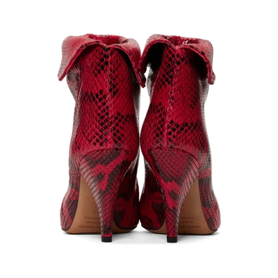Shop Isabel Marant Red Snake Lisbo Boots In 70rd Red