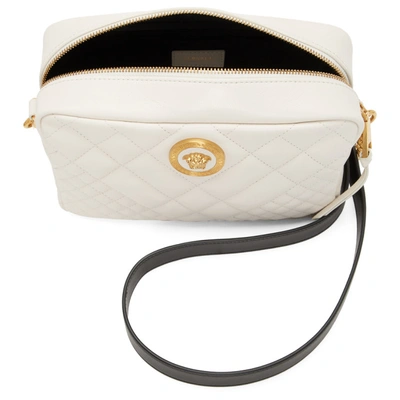 Shop Versace White Quilted Leather Bag In K0n1t White