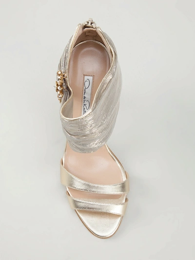 Shop Oscar De La Renta Evening Sandal With Ornament In Gold