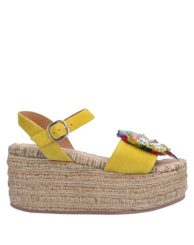 Shop Coral Blue Sandals In Yellow