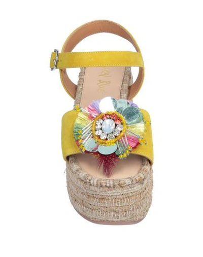 Shop Coral Blue Sandals In Yellow